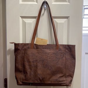 Patricia Nash map print leather travel bag.